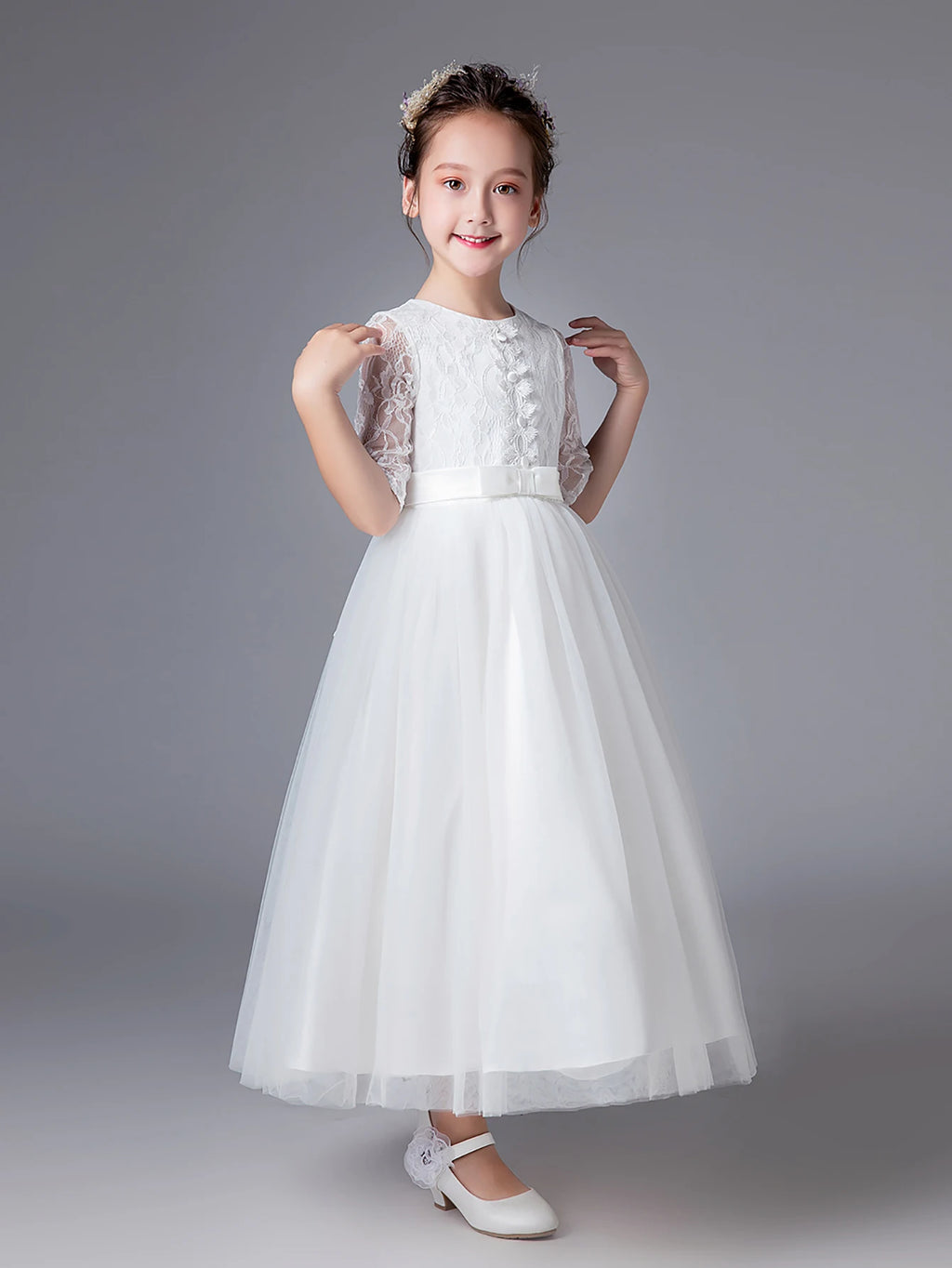 Tween Girl Summer Clothing Flower Girl Princess Dress White Ball Gown for 7 Year Old Girls Party Dresses