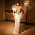 Fashionable Elegant Plus Size Prom Dresses for Black Women Prom Dress High Neck Long Sleeves Rhinestones Decorated Sequined Lace