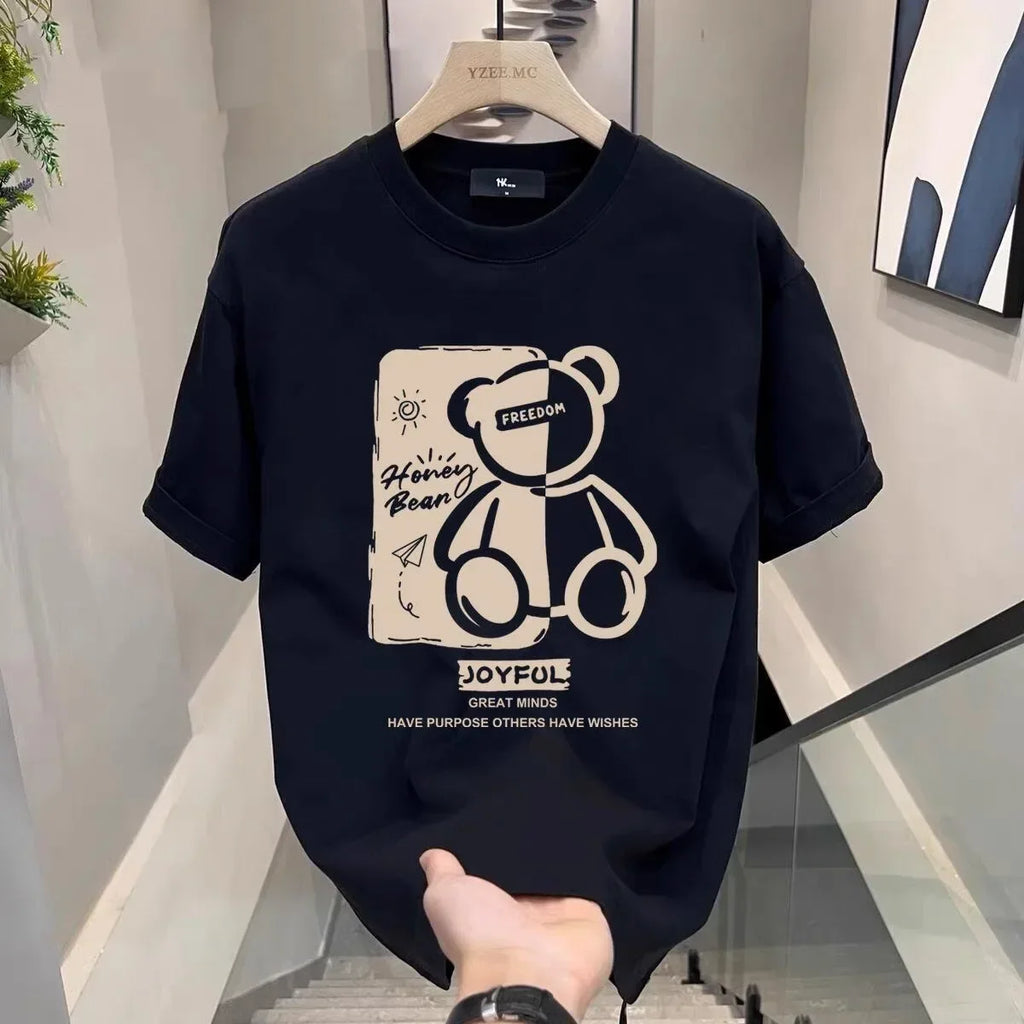 Hot Sale Luxury Brand Summer Handsome Men's Pure Cotton Round Neck Short Sleeve T-shirt for Men Short Sleeve Loose Tops