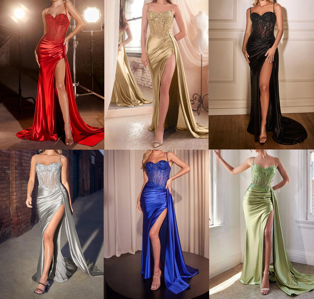 Flowers Prom Mermaid Party Dress Lace Glitter Evening Dress Party Gowns High Slit Sleeveless Gown فساتين مناسبة رسمية Customized
