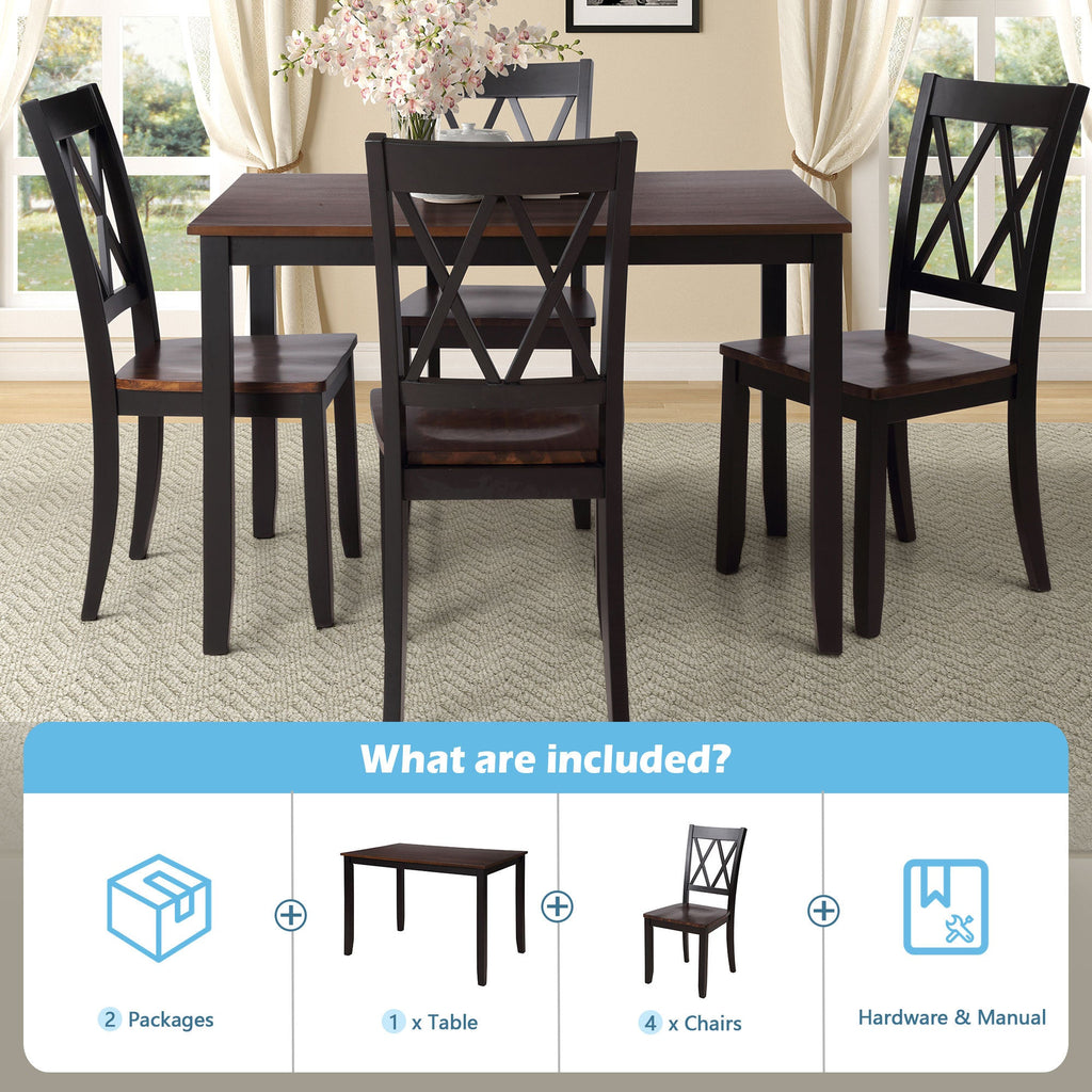 5-Piece Dining Table Set Home Kitchen Table and Chairs Wood Dining Set