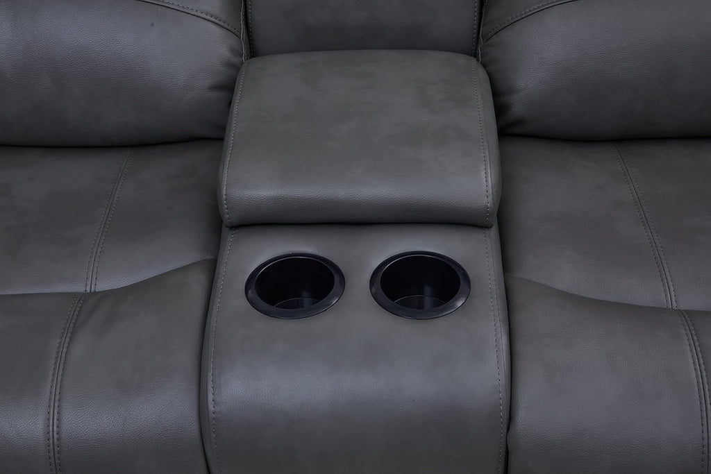 Bonded Leather Sectional Sofa Grey Power Reclining