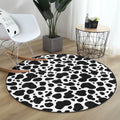 Dalmatian Patterned Round Rug, Black Points Area Rug, Living Room