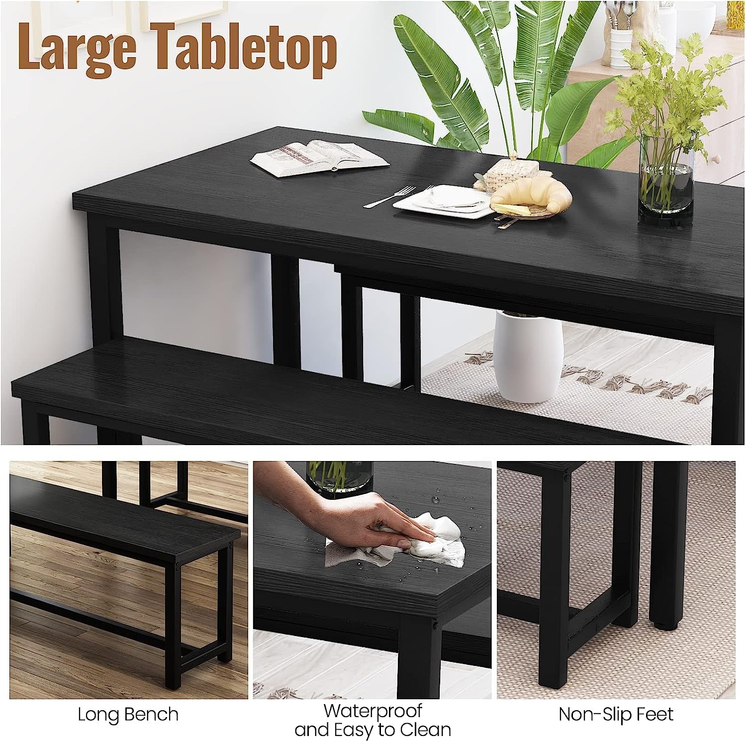 Rectangular Dining Table And Chairs Set Four Modern Wood