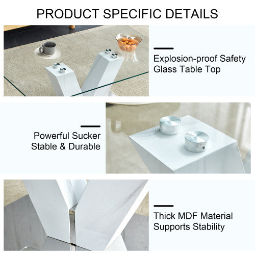 LuxeGlass™ – Modern Minimalist Coffee Table with Tempered Glass Top &