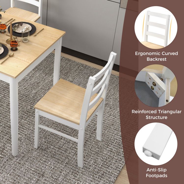 5-Piece Wooden Dining Set with Rectangular Table and 4 Chairs