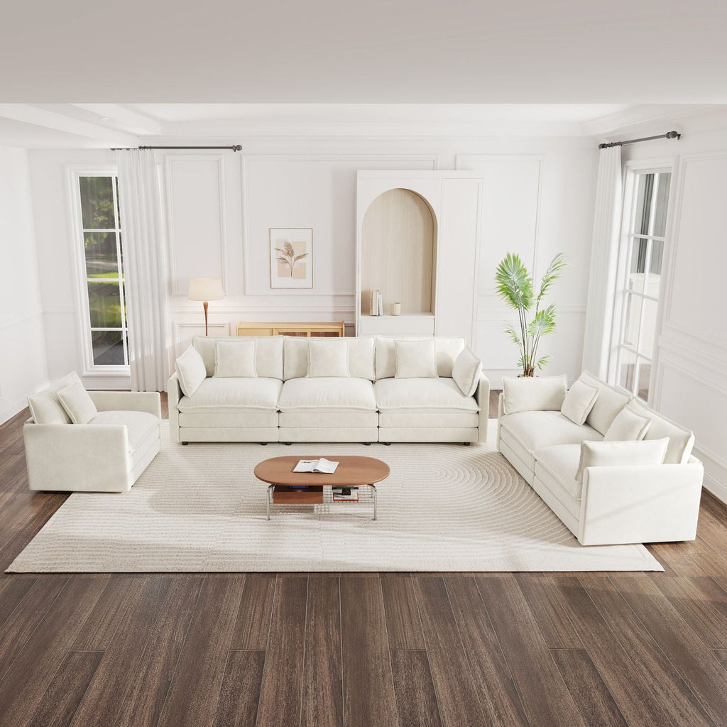 Modern Sofa Couch, 3 Piece Set Extra Deep Seat Sectional Sofa for