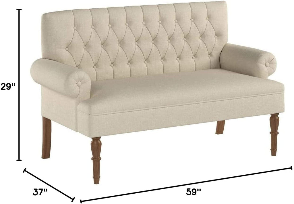 Warm Beige Loveseat Sofa Set With Tufted Back Upholstery