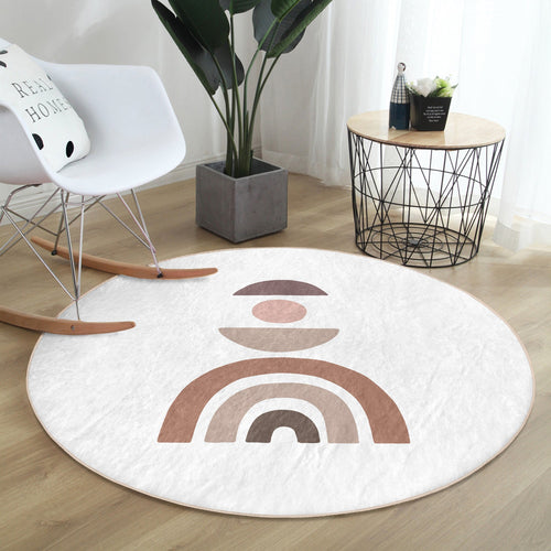 Abstract Minimalist Round Rug, Rainbow Abstract Area Rug, Minimalist