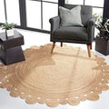 Hand Braided Jute Circle Design Round Rug for Bedroom, Living Room,